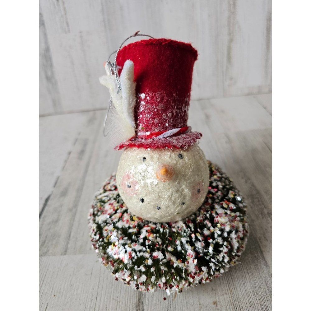 Midwest cannon falls snowman wreath glitter ornament large Maximus decor unique
